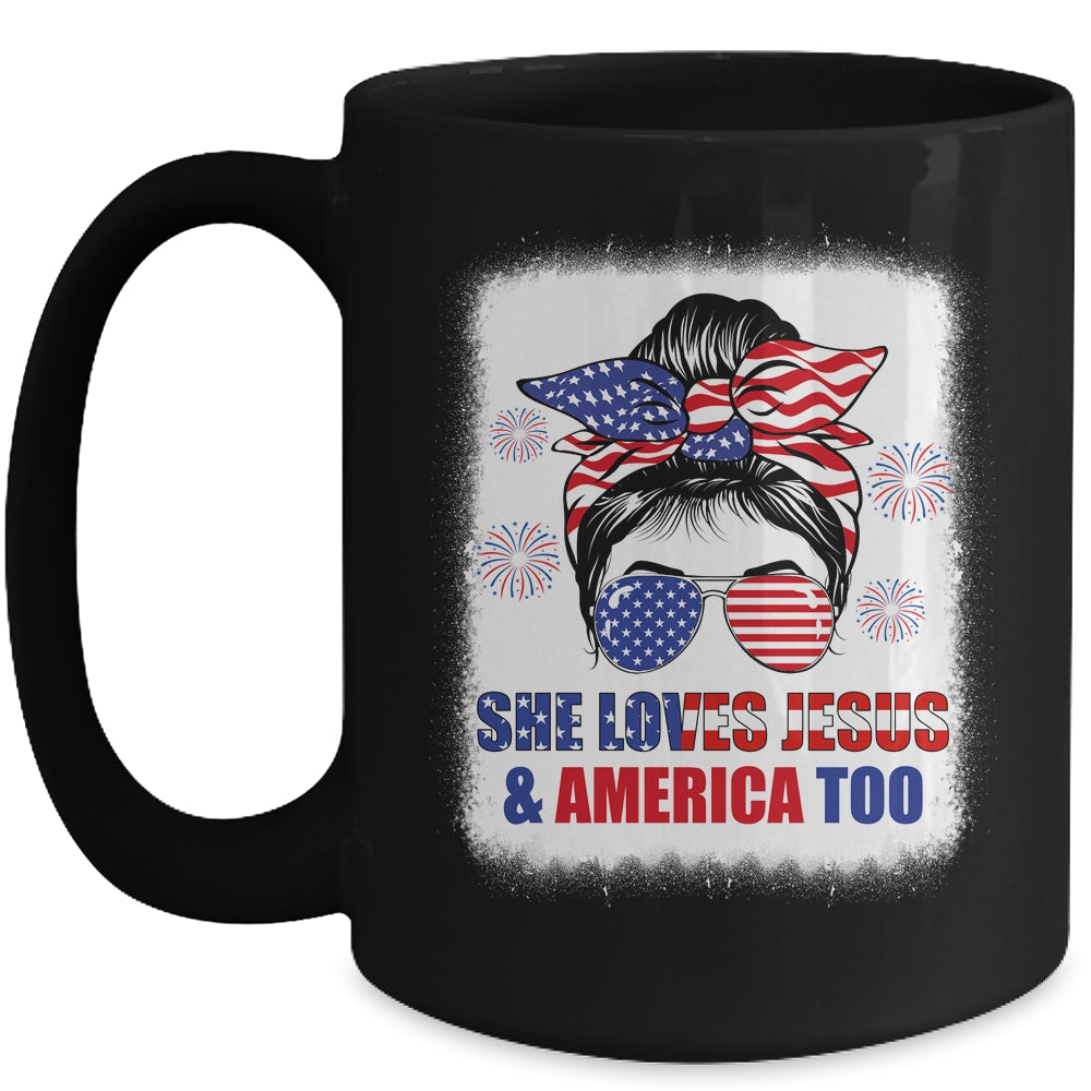 Loves Jesus And America Women 4th Of July Christian Lover Mug | teecentury