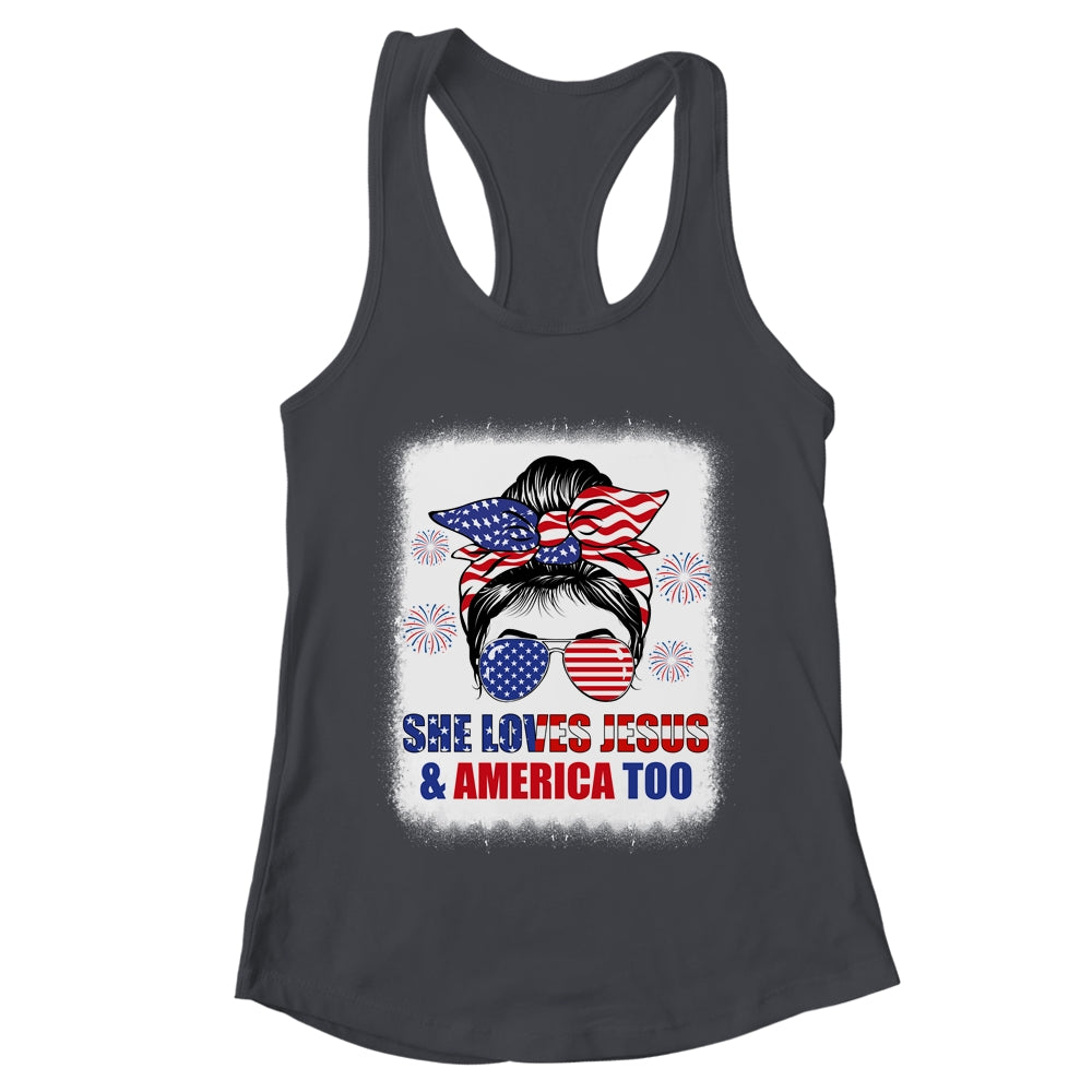 Loves Jesus And America Women 4th Of July Christian Lover Shirt & Tank Top | teecentury
