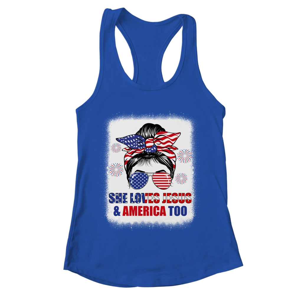 Loves Jesus And America Women 4th Of July Christian Lover Shirt & Tank Top | teecentury