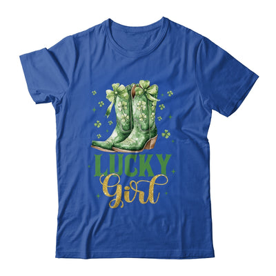 Lucky Girl St Patrick's Day Cowboy Boots Green Shamrock Bow Shirt & Tank Top | teecentury