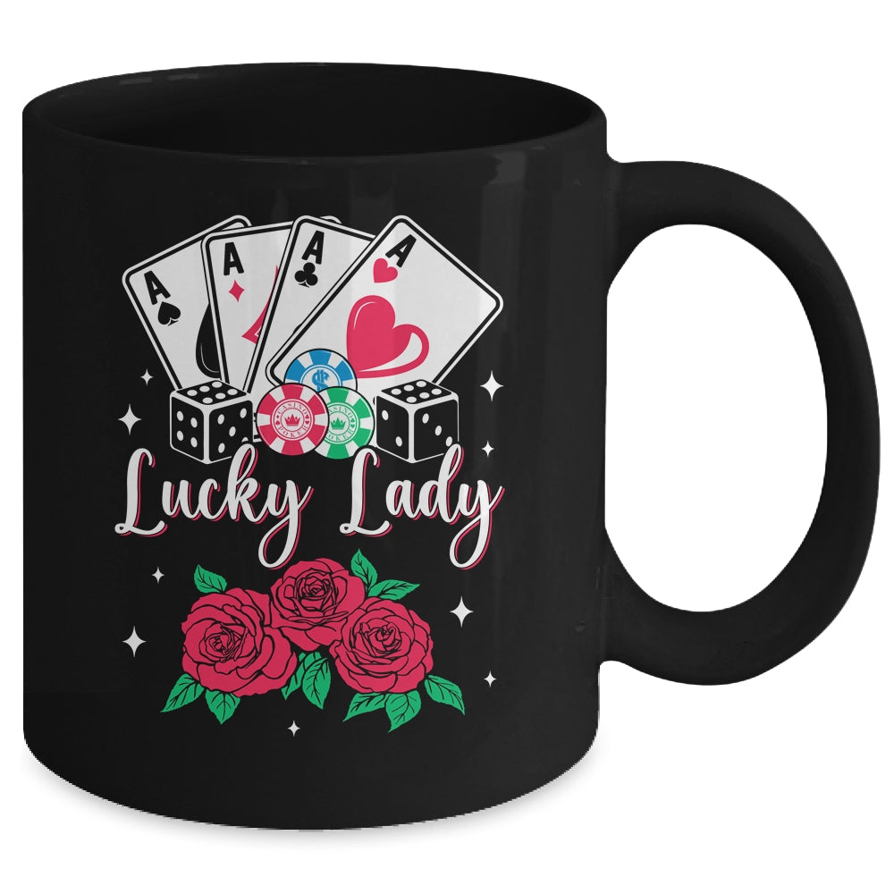 Lucky Lady Poker Player Gambling Casino Gambler Design Women Mug | teecentury