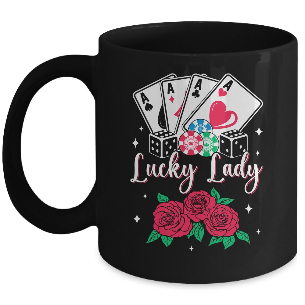 Lucky Lady Poker Player Gambling Casino Gambler Design Women Mug | teecentury