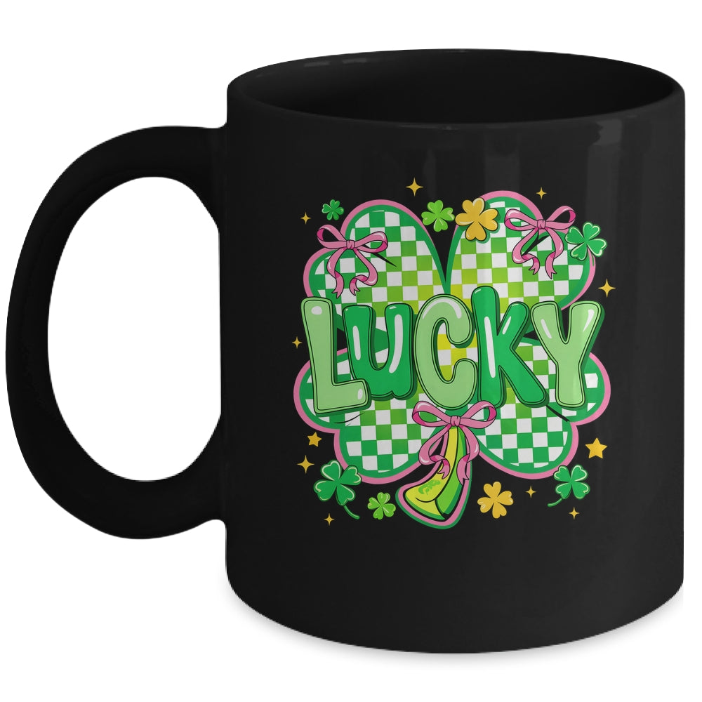 Lucky St Patrick's Day Preppy Coquette Lucky Irish Shamrock Mug | teecentury