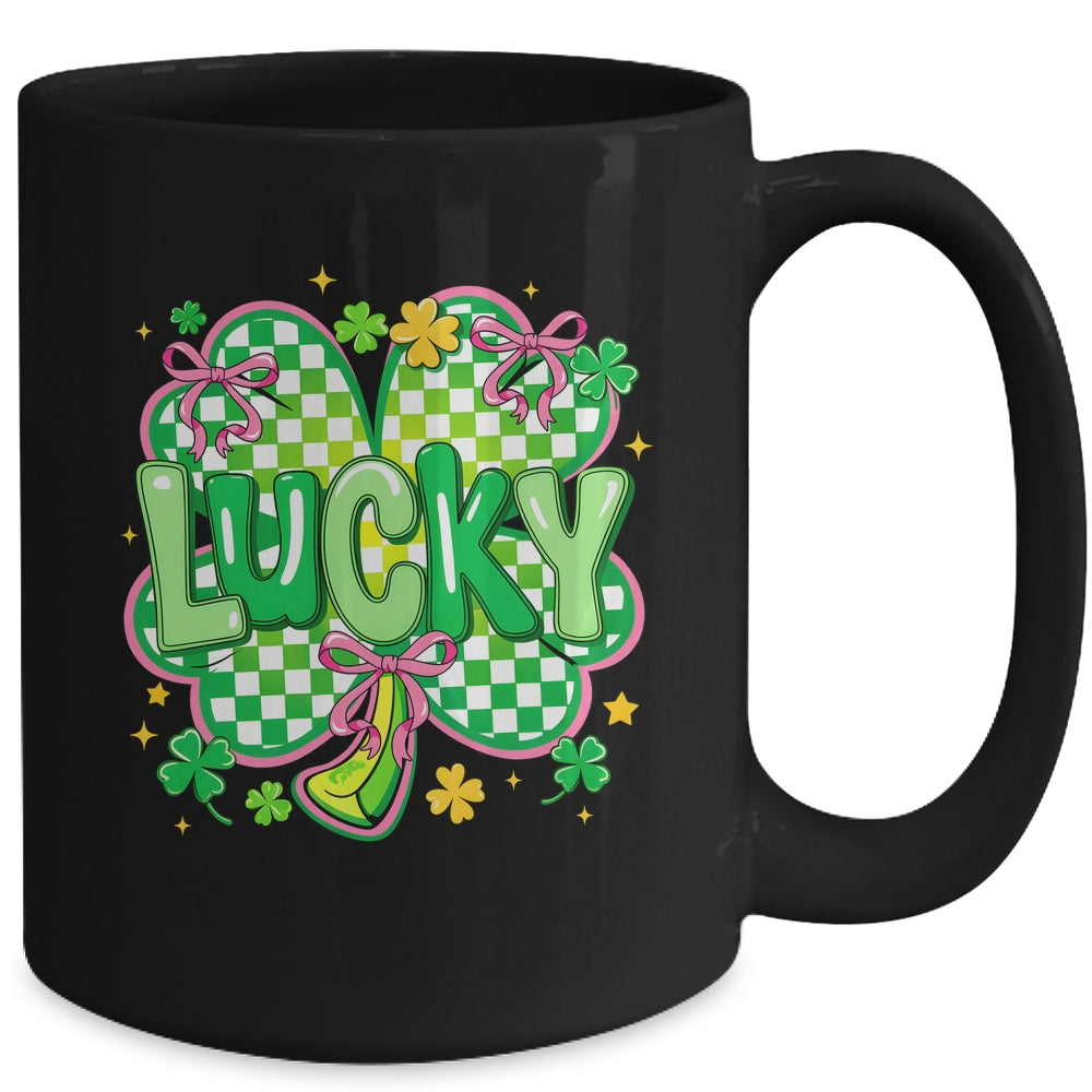 Lucky St Patrick's Day Preppy Coquette Lucky Irish Shamrock Mug | teecentury