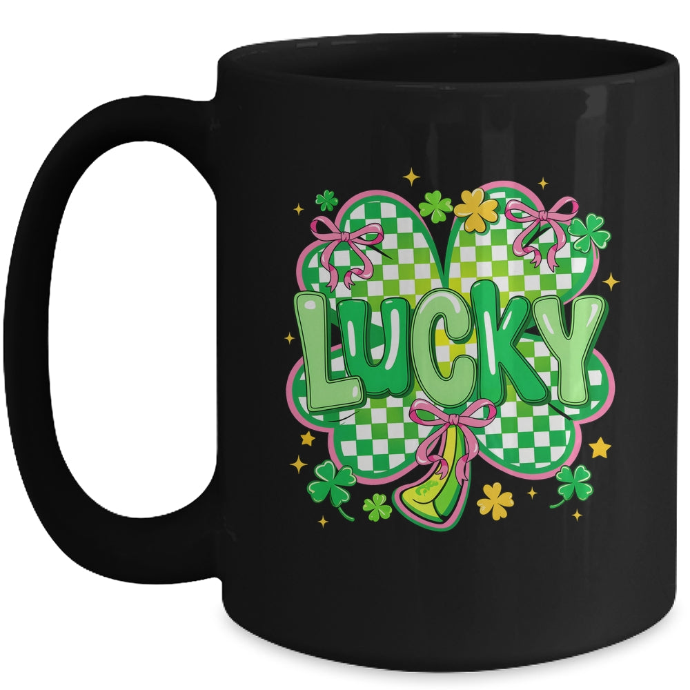 Lucky St Patrick's Day Preppy Coquette Lucky Irish Shamrock Mug | teecentury