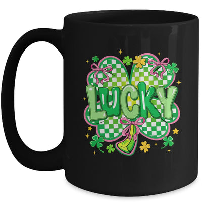Lucky St Patrick's Day Preppy Coquette Lucky Irish Shamrock Mug | teecentury