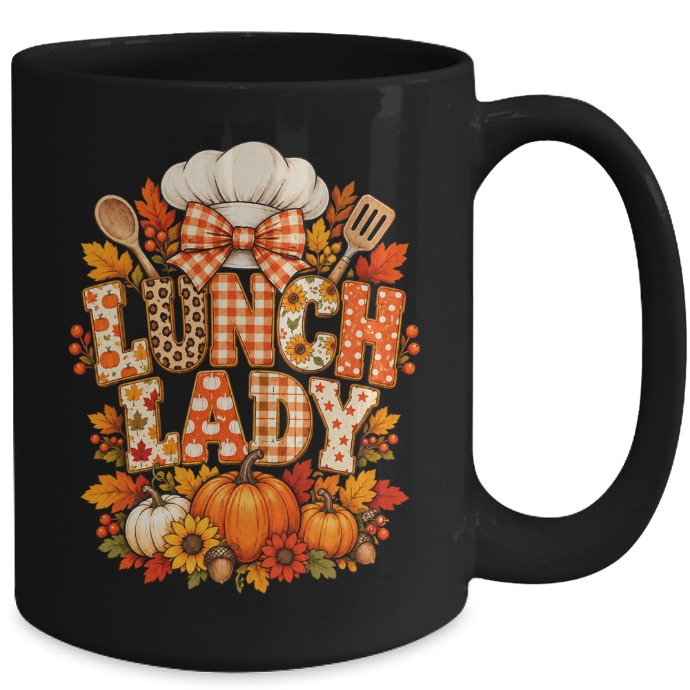 Lunch Lady Fall Thanksgiving Pumpkins Thankful Coquette Mug | teecentury