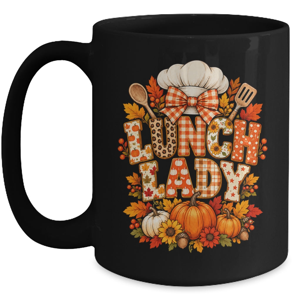 Lunch Lady Fall Thanksgiving Pumpkins Thankful Coquette Mug | teecentury