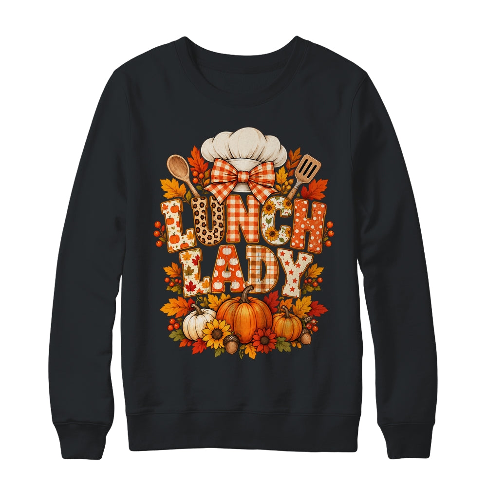 Lunch Lady Fall Thanksgiving Pumpkins Thankful Coquette Shirt & Sweatshirt | teecentury