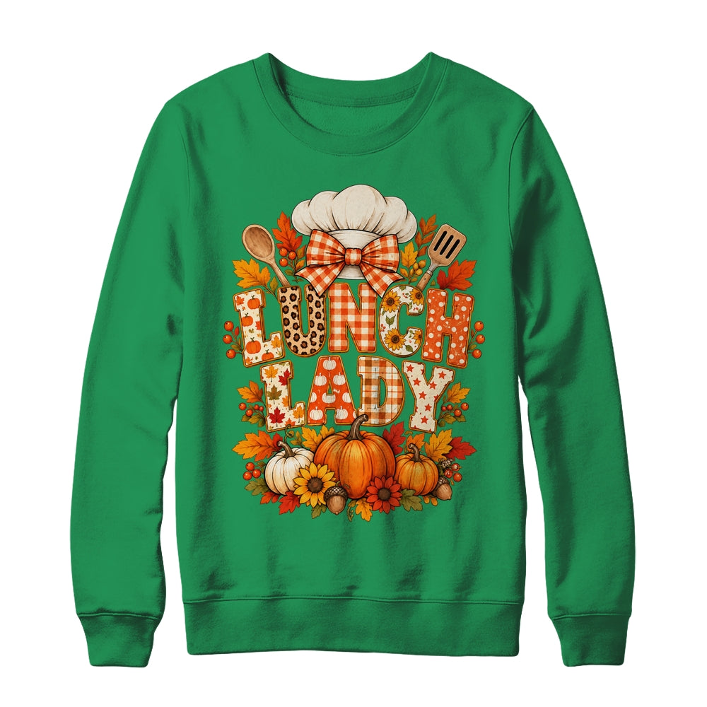 Lunch Lady Fall Thanksgiving Pumpkins Thankful Coquette Shirt & Sweatshirt | teecentury
