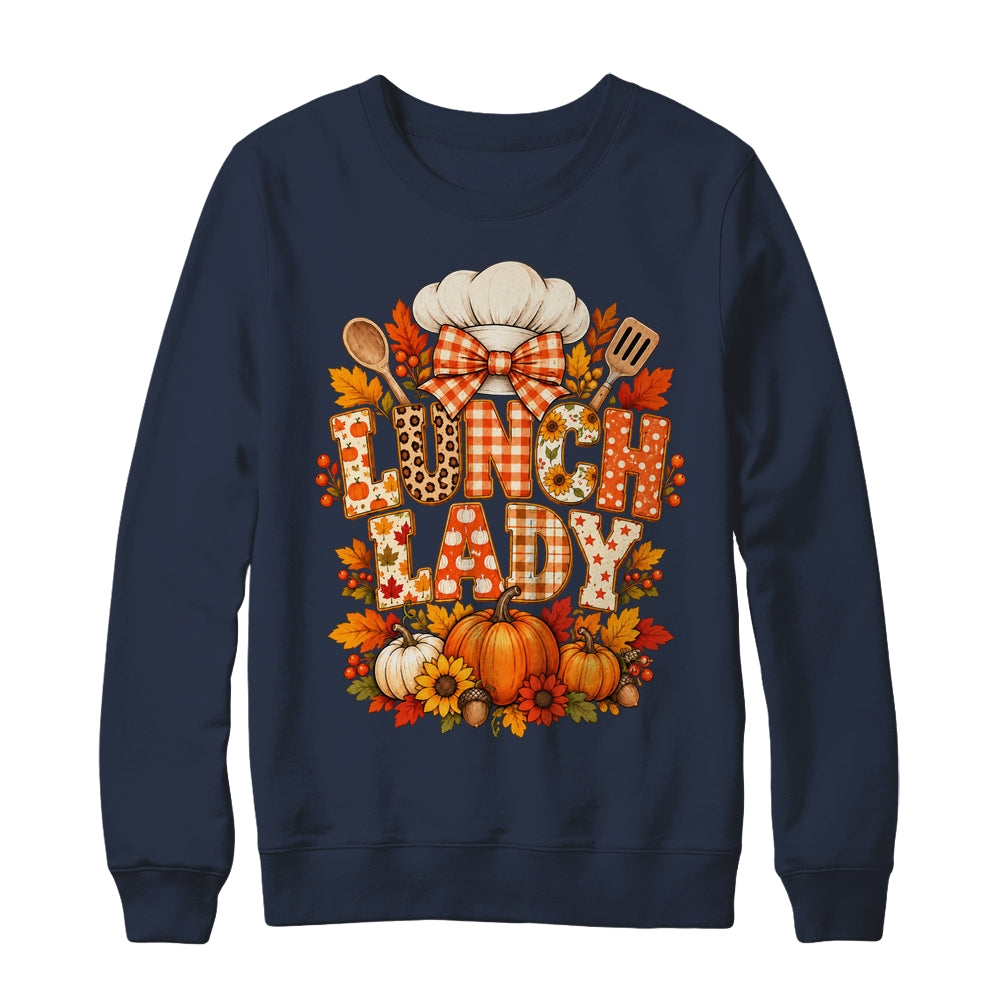 Lunch Lady Fall Thanksgiving Pumpkins Thankful Coquette Shirt & Sweatshirt | teecentury