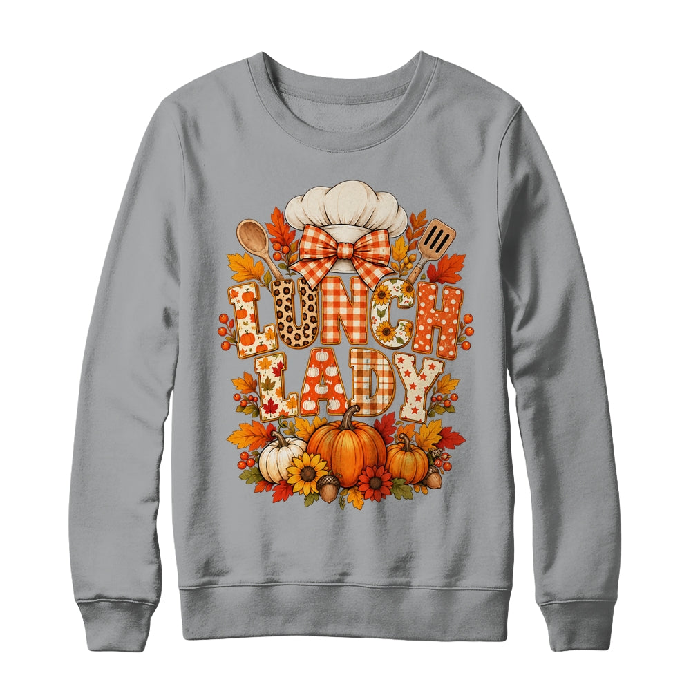 Lunch Lady Fall Thanksgiving Pumpkins Thankful Coquette Shirt & Sweatshirt | teecentury