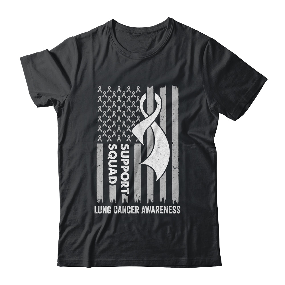 Lung Cancer Flag Support Squad Lung Cancer Awareness Shirt & Hoodie | teecentury