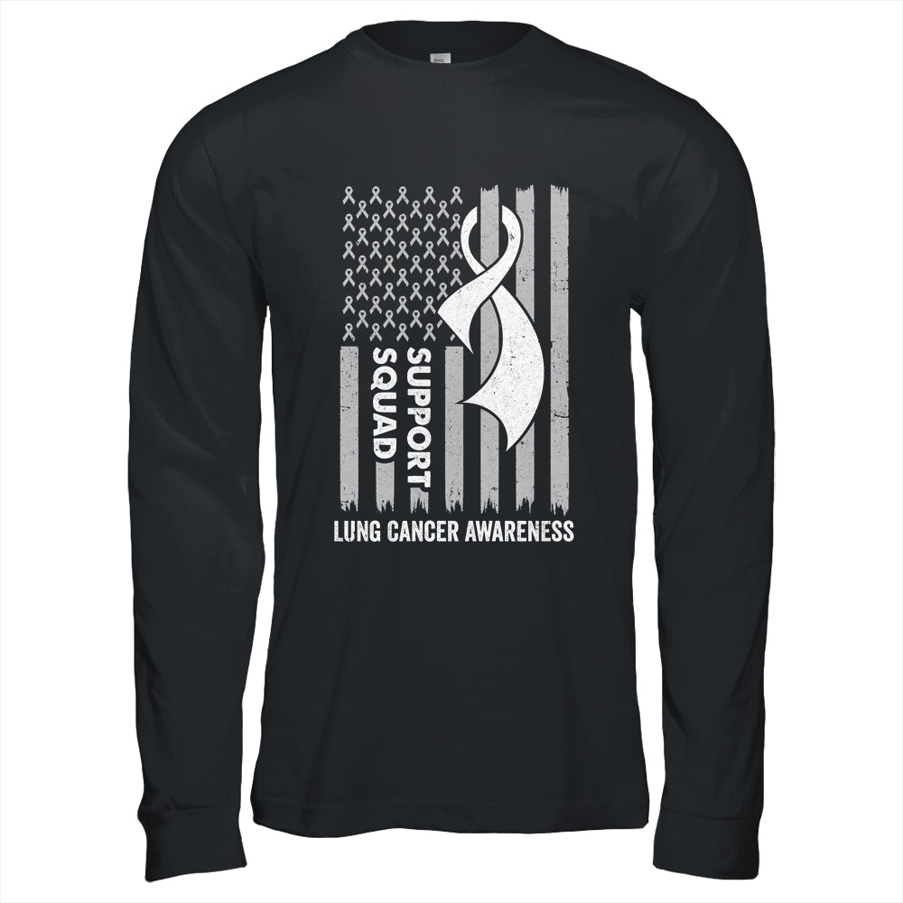 Lung Cancer Flag Support Squad Lung Cancer Awareness Shirt & Hoodie | teecentury