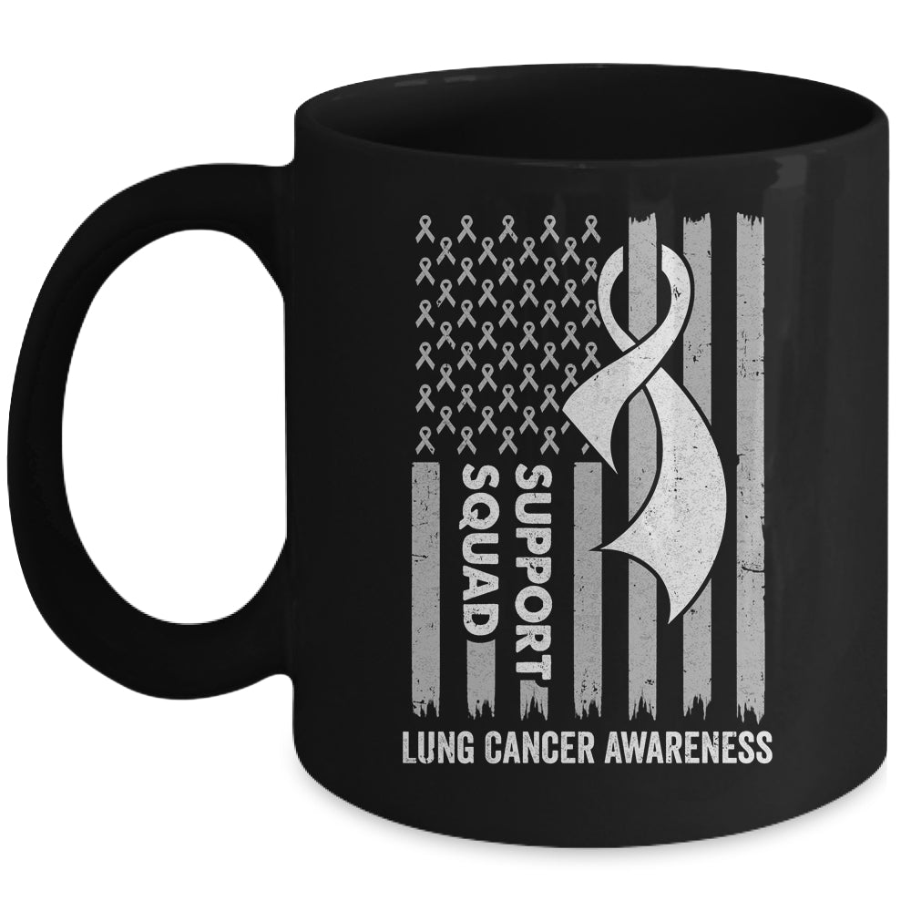 Lung Cancer Flag Support Squad Lung Cancer Awareness Mug | teecentury