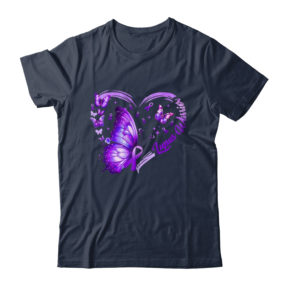 Lupus Awareness Warrior Survivor Purple Butterflies Heart Shirt & Tank Top | teecentury