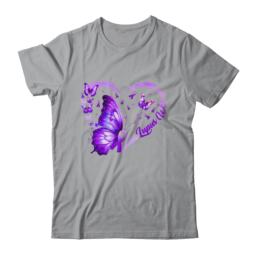 Lupus Awareness Warrior Survivor Purple Butterflies Heart Shirt & Tank Top | teecentury