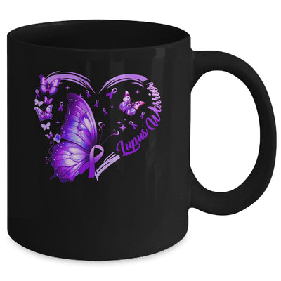 Lupus Awareness Warrior Survivor Purple Butterflies Heart Mug | teecentury
