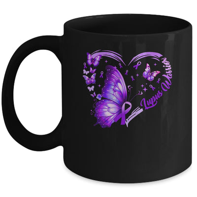 Lupus Awareness Warrior Survivor Purple Butterflies Heart Mug | teecentury