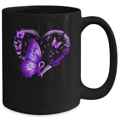 Lupus Awareness Warrior Survivor Purple Butterflies Heart Mug | teecentury