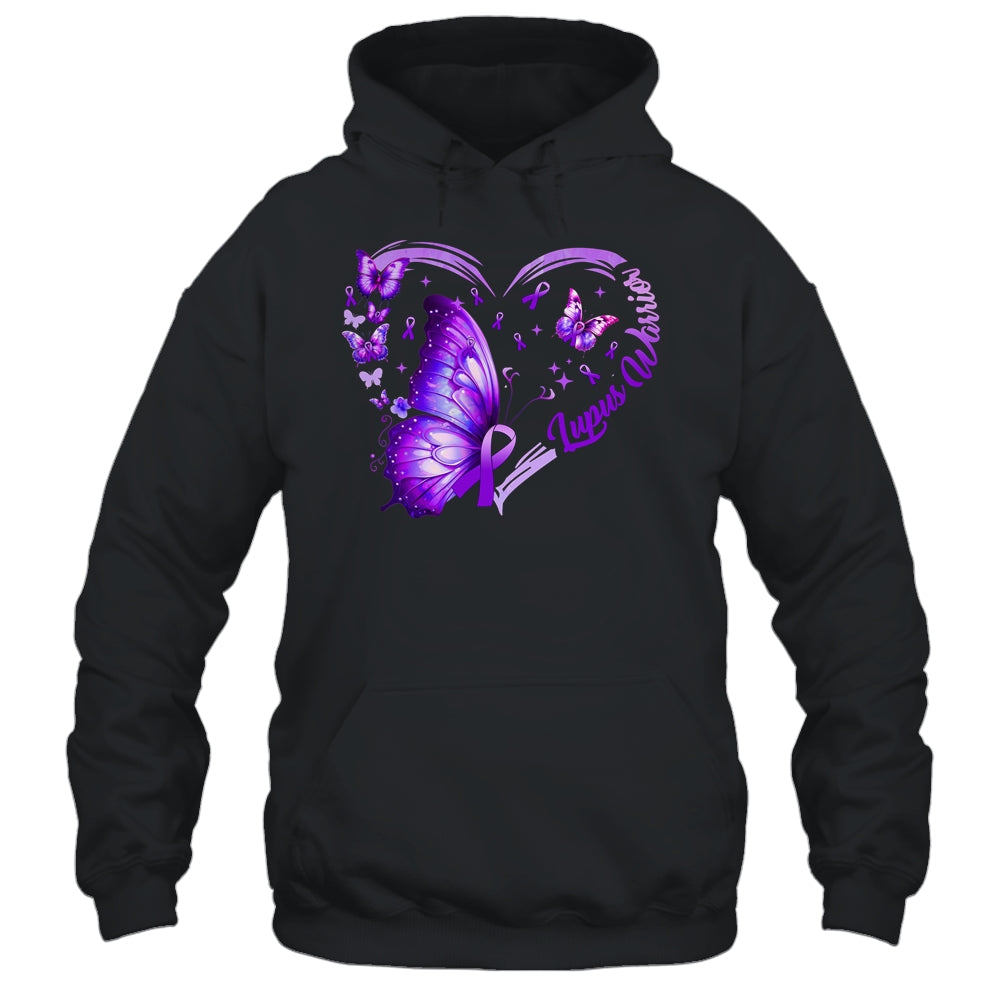 Lupus Awareness Warrior Survivor Purple Butterflies Heart Shirt & Tank Top | teecentury