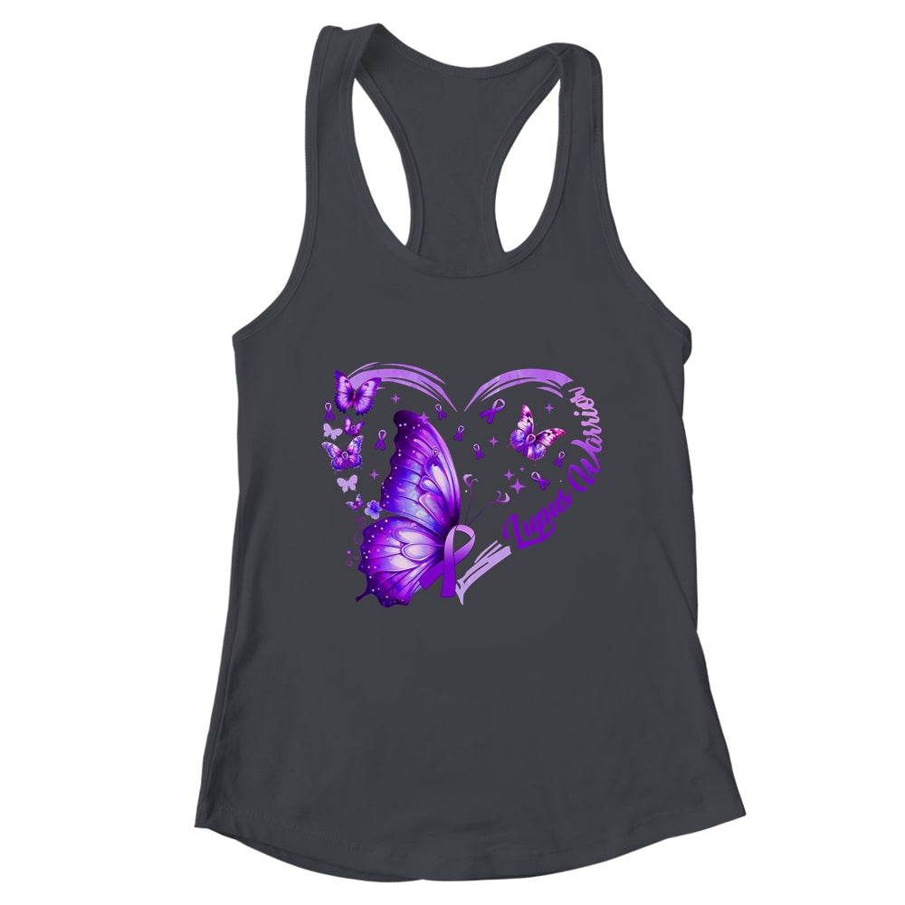 Lupus Awareness Warrior Survivor Purple Butterflies Heart Shirt & Tank Top | teecentury