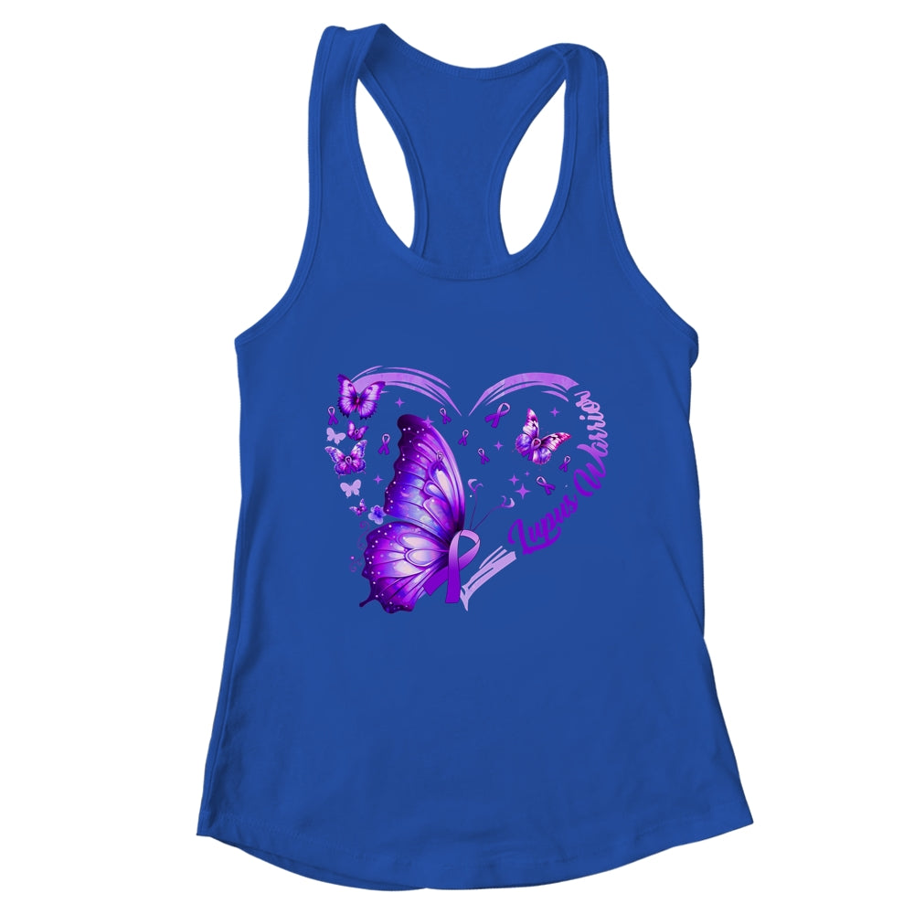 Lupus Awareness Warrior Survivor Purple Butterflies Heart Shirt & Tank Top | teecentury
