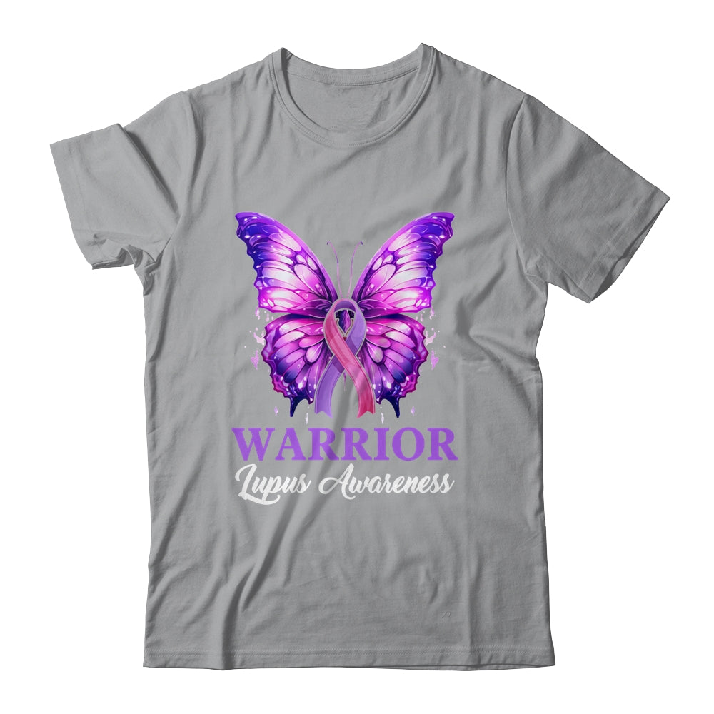 Lupus Awareness Warrior Survivor Purple Butterflies Purple Shirt & Tank Top | teecentury