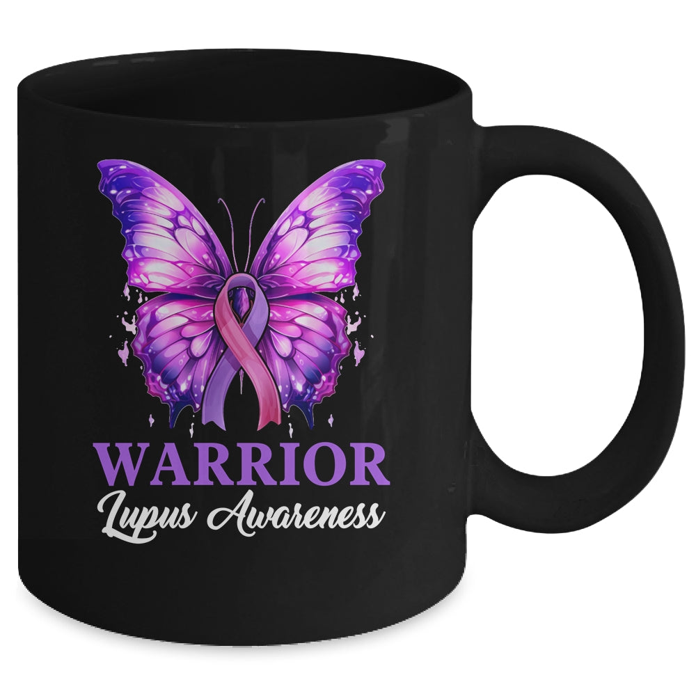 Lupus Awareness Warrior Survivor Purple Butterflies Purple Mug | teecentury
