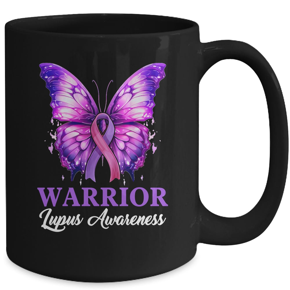 Lupus Awareness Warrior Survivor Purple Butterflies Purple Mug | teecentury