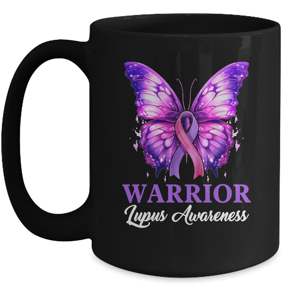 Lupus Awareness Warrior Survivor Purple Butterflies Purple Mug | teecentury