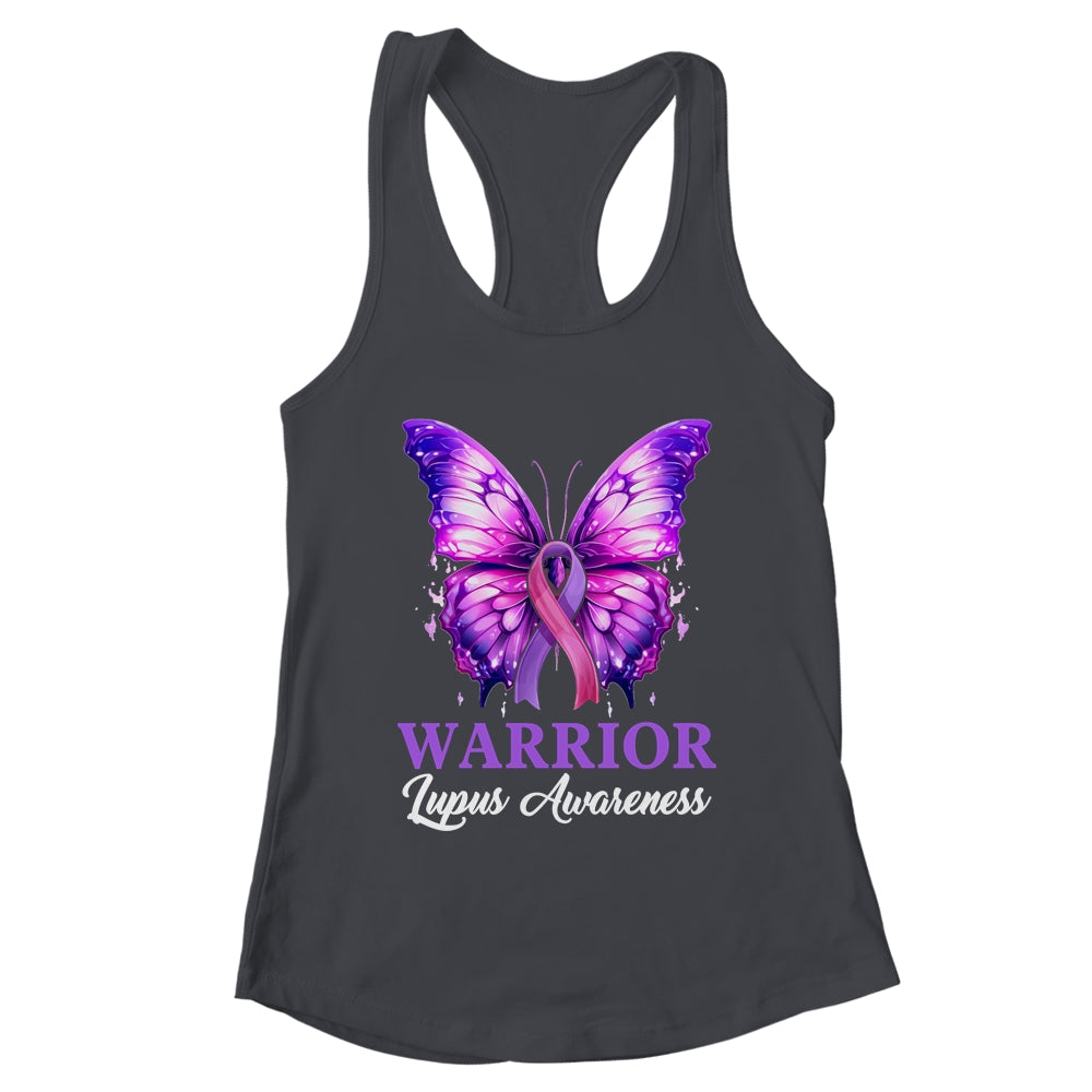 Lupus Awareness Warrior Survivor Purple Butterflies Purple Shirt & Tank Top | teecentury