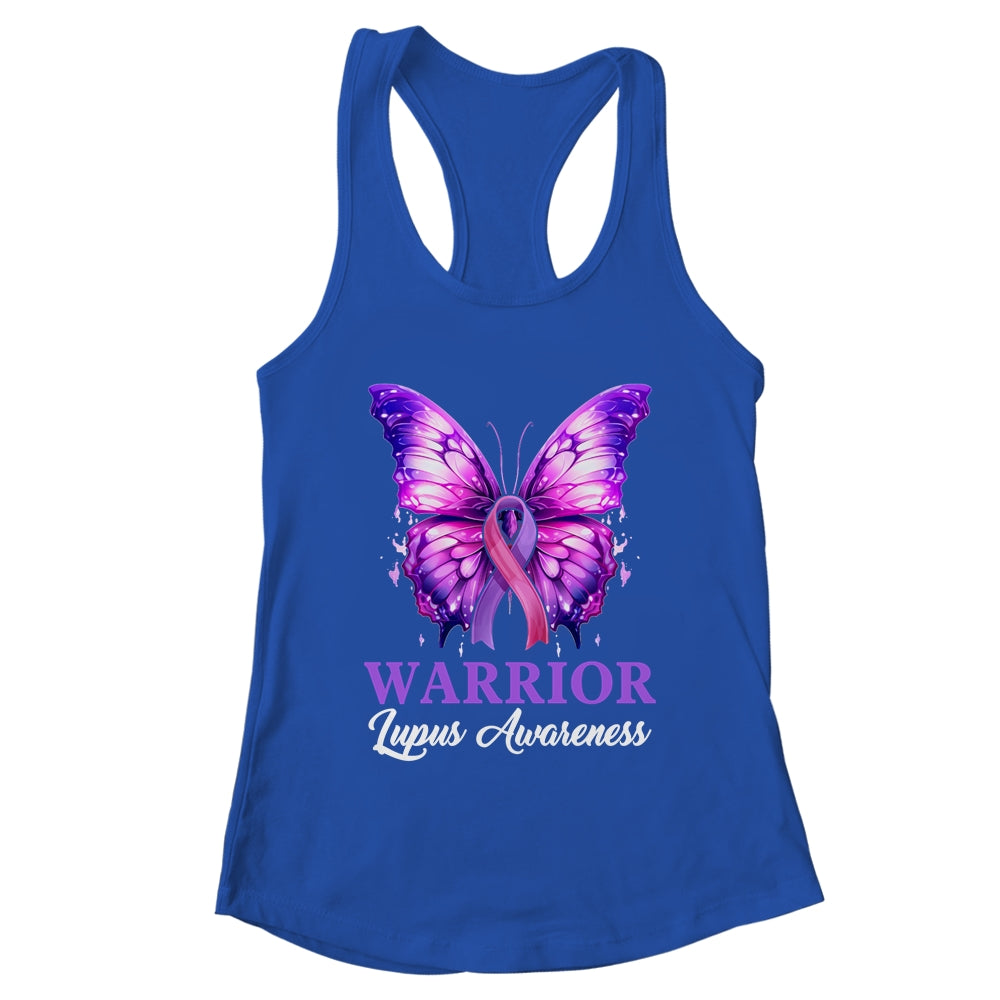 Lupus Awareness Warrior Survivor Purple Butterflies Purple Shirt & Tank Top | teecentury