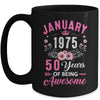 Made In 1975 50 Years Old January 50th Birthday Women Mug | teecentury