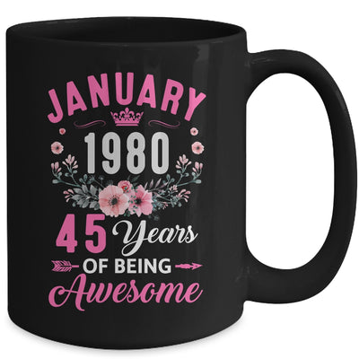 Made In 1980 45 Years Old January 45th Birthday Women Mug | teecentury