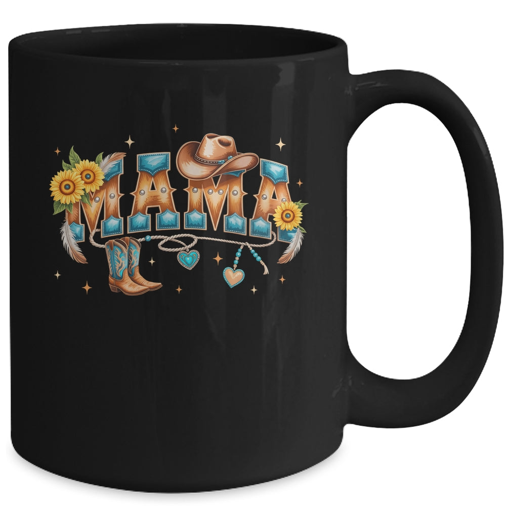 Mama Western Retro Groovy Cowgirl Women Rodeo Mothers Day Mug | teecentury