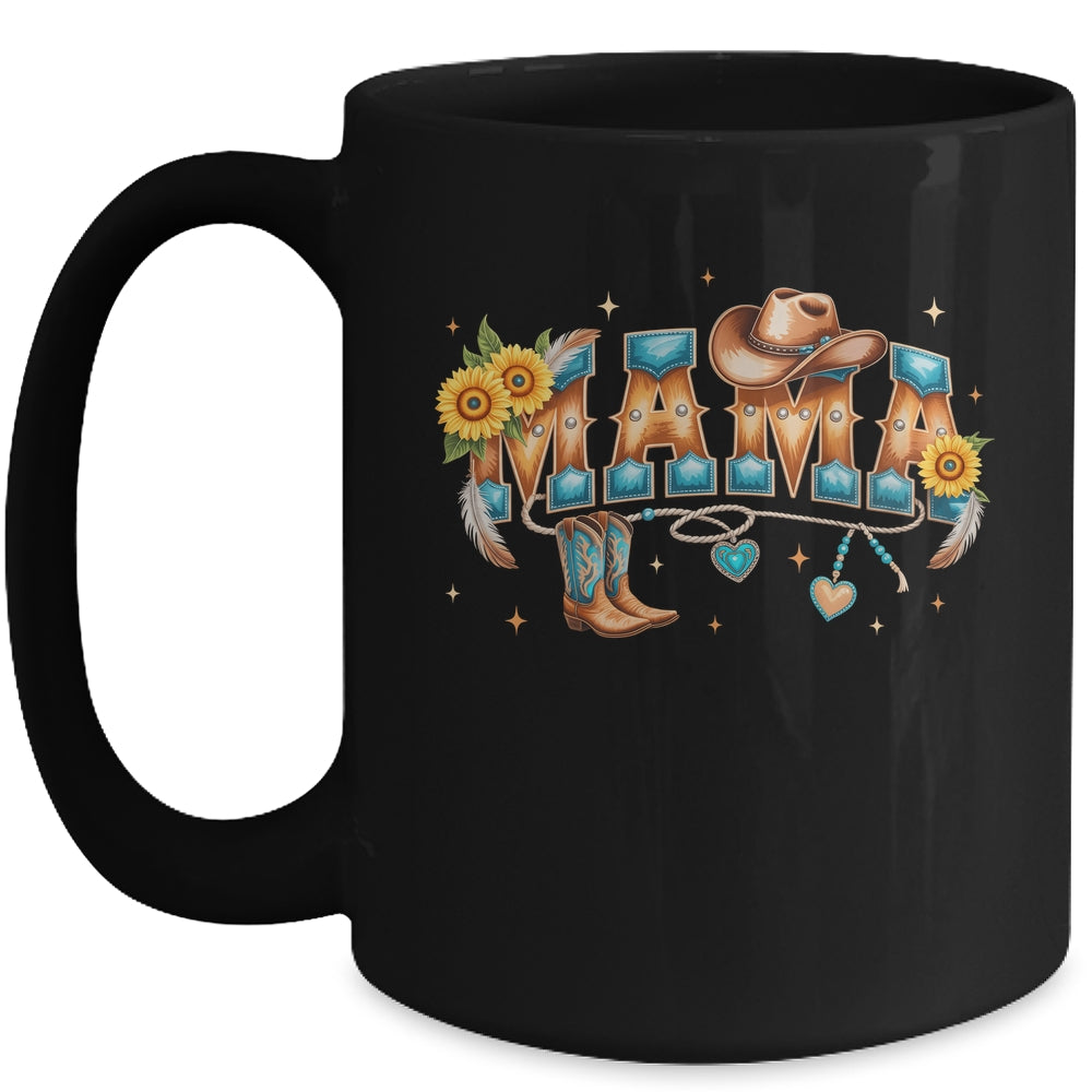 Mama Western Retro Groovy Cowgirl Women Rodeo Mothers Day Mug | teecentury