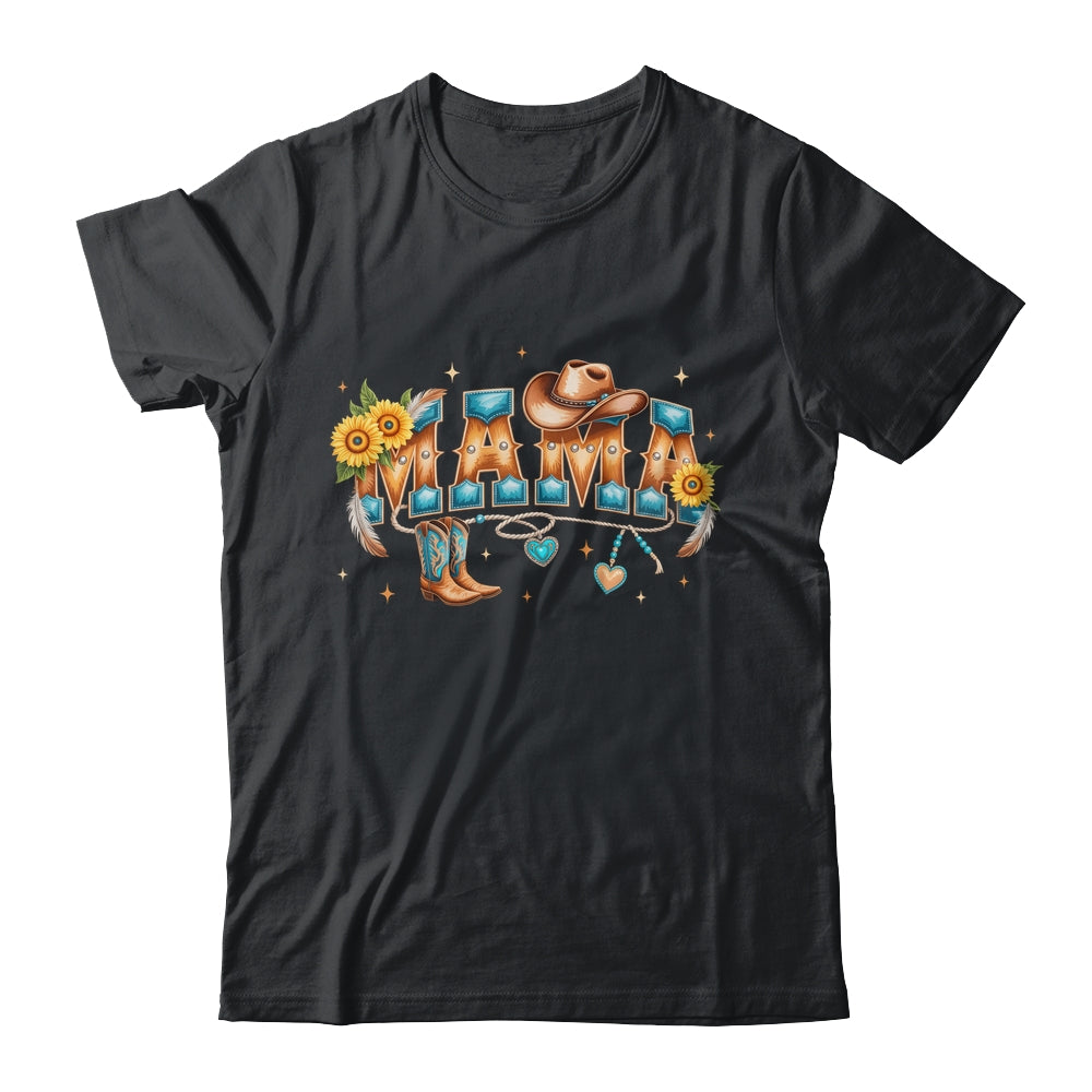 Mama Western Retro Groovy Cowgirl Women Rodeo Mothers Day Shirt & Tank Top | teecentury