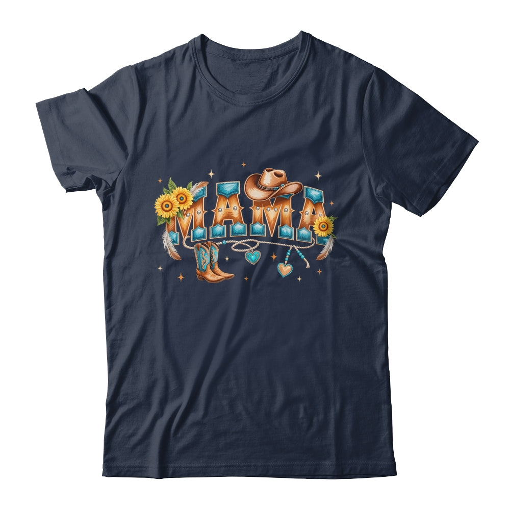 Mama Western Retro Groovy Cowgirl Women Rodeo Mothers Day Shirt & Tank Top | teecentury