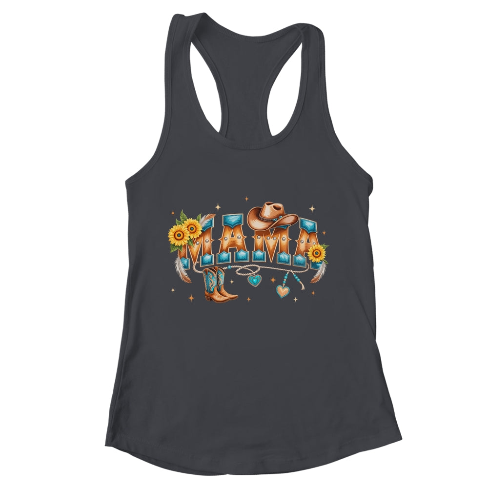 Mama Western Retro Groovy Cowgirl Women Rodeo Mothers Day Shirt & Tank Top | teecentury