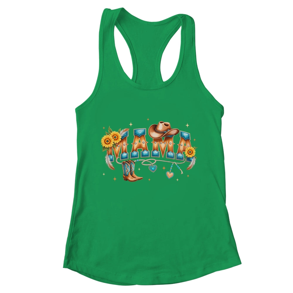 Mama Western Retro Groovy Cowgirl Women Rodeo Mothers Day Shirt & Tank Top | teecentury
