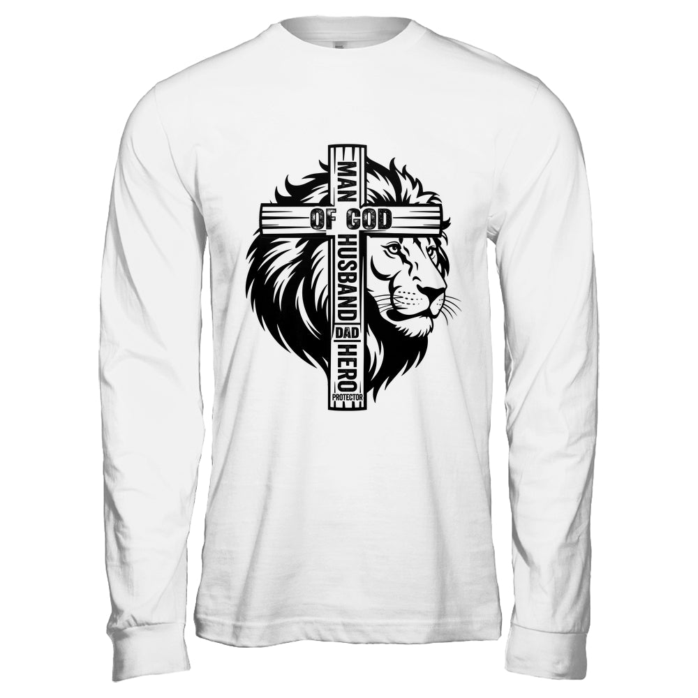 Man Of God Christian Dad For Husband Lion Men Father's Day Shirt & Hoodie | teecentury