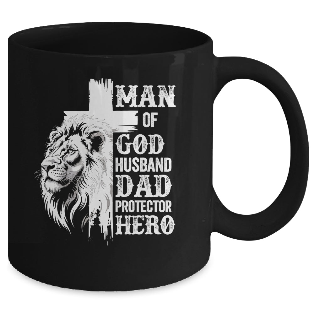 Man Of God Dad Husband Protector Hero Christian Father's Day Mug | teecentury