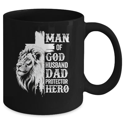 Man Of God Dad Husband Protector Hero Christian Father's Day Mug | teecentury