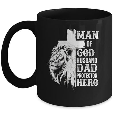 Man Of God Dad Husband Protector Hero Christian Father's Day Mug | teecentury