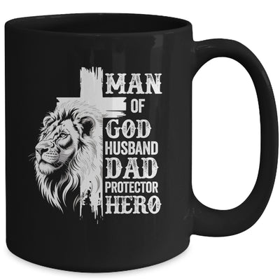 Man Of God Dad Husband Protector Hero Christian Father's Day Mug | teecentury
