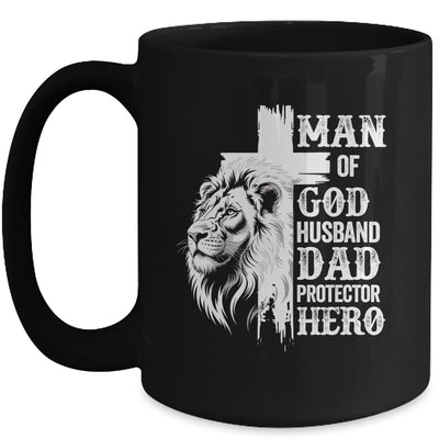 Man Of God Dad Husband Protector Hero Christian Father's Day Mug | teecentury