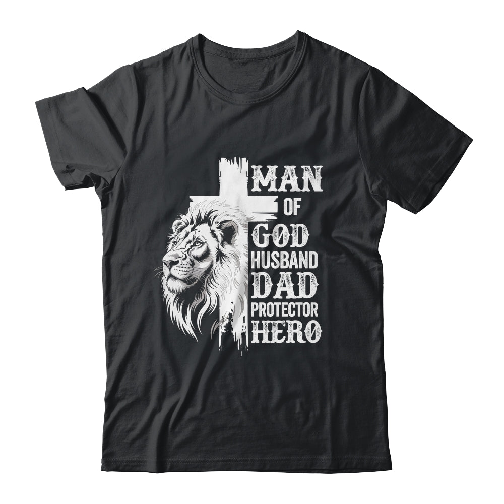Man Of God Dad Husband Protector Hero Christian Father's Day Shirt & Hoodie | teecentury