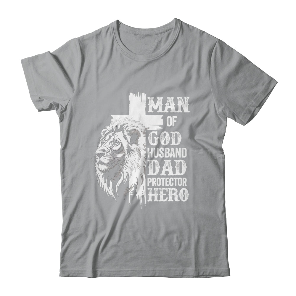 Man Of God Dad Husband Protector Hero Christian Father's Day Shirt & Hoodie | teecentury