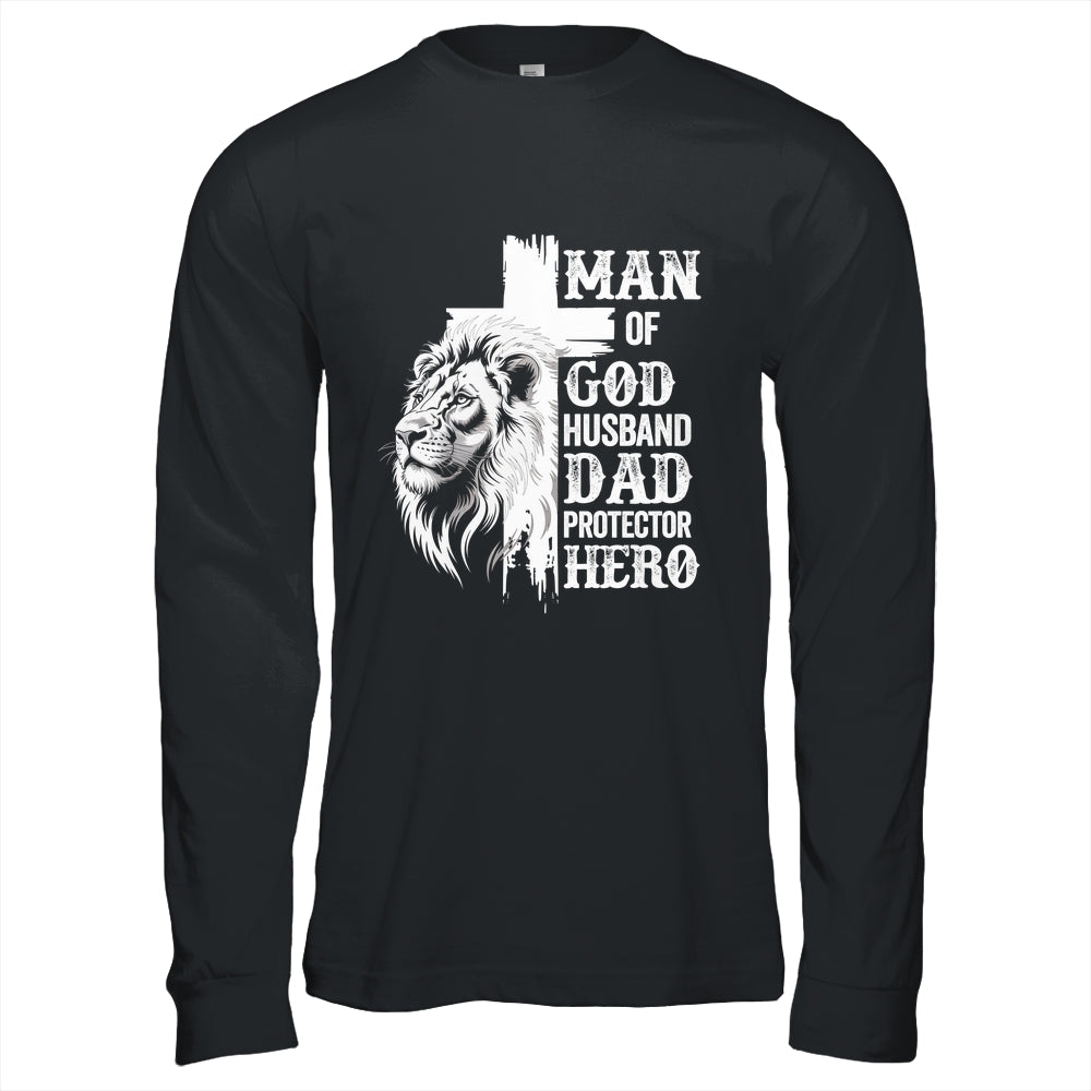 Man Of God Dad Husband Protector Hero Christian Father's Day Shirt & Hoodie | teecentury